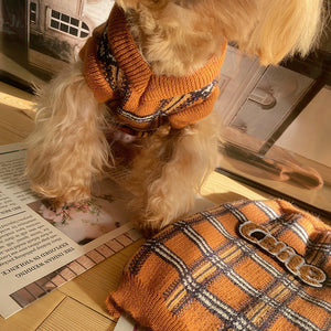 Elevate Your Cat's Style with Our Vintage Plaid Pet Sweater
