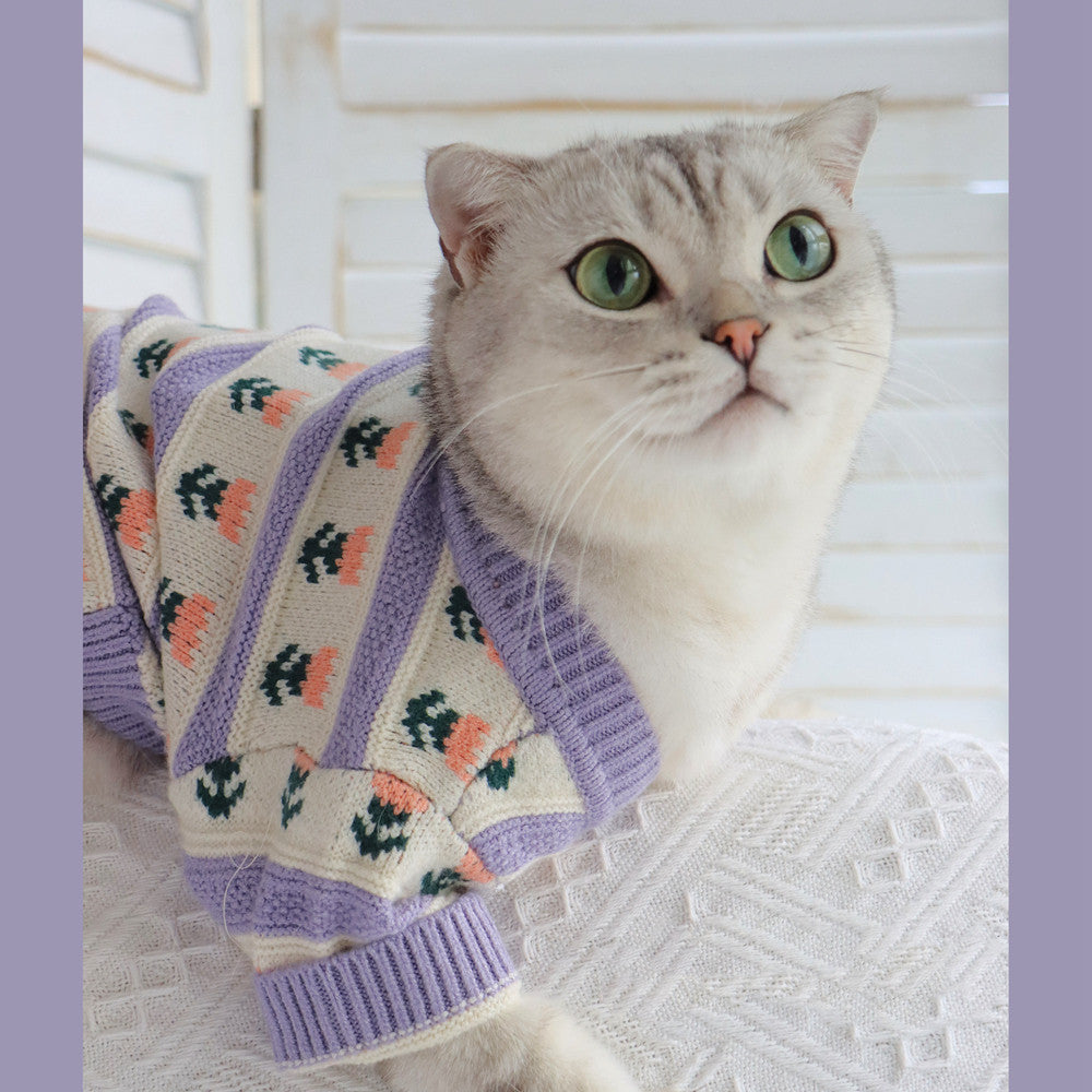 Retro Purple Flower Sweater Cute Pet