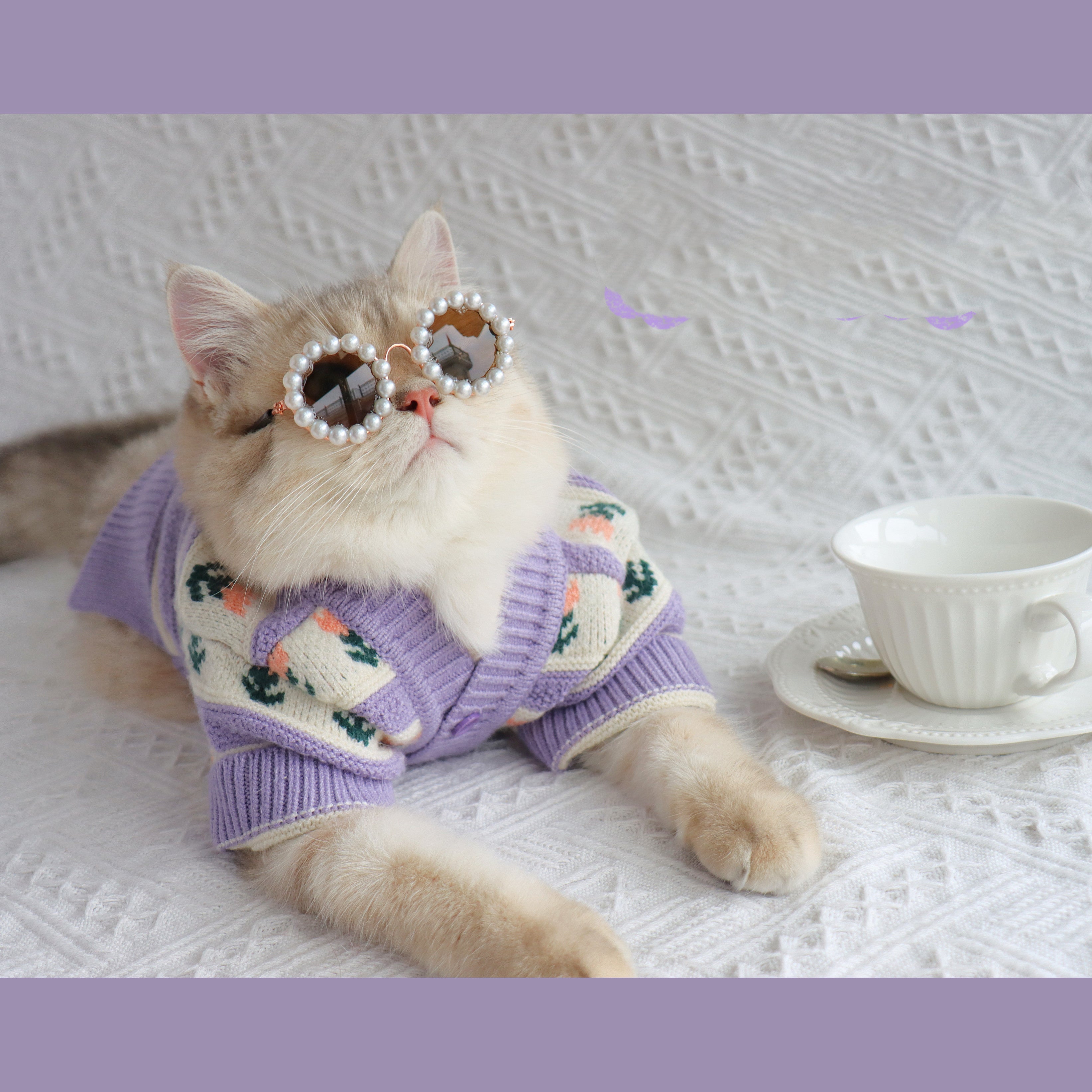 Retro Purple Flower Sweater Cute Pet