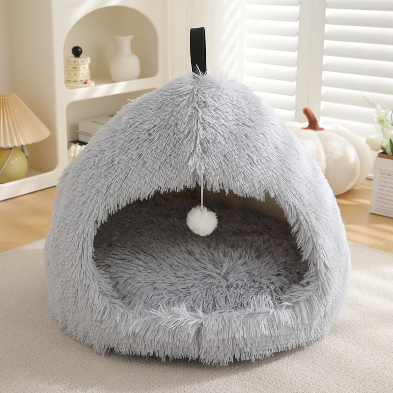 Winter Cat Nest Plush Warm Pet Bed