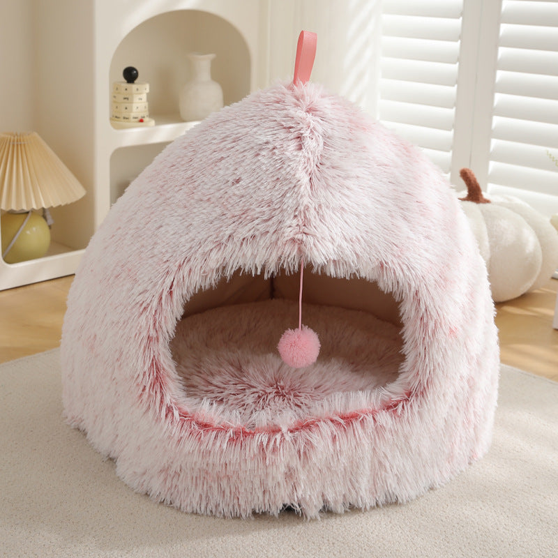 Winter Cat Nest Plush Warm Pet Bed